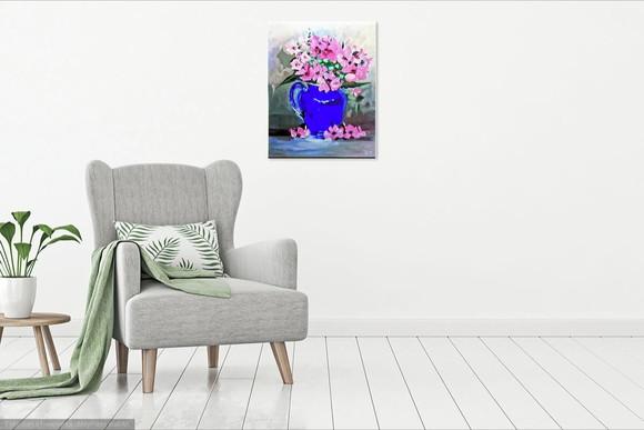 Quadros Decorativos Floral Vaso Azul Presente de Natal