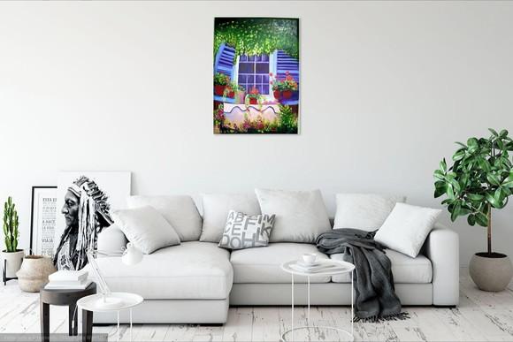 Quadros Decorativos Flores na Janela Presente de Natal