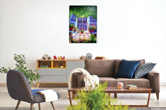 Quadros Decorativos Flores na Janela Presente de Natal