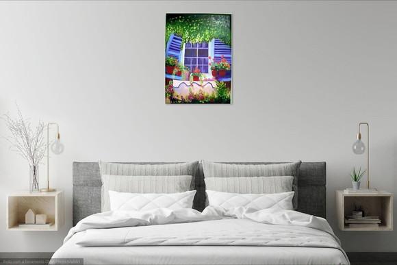Quadros Decorativos Flores na Janela Presente de Natal