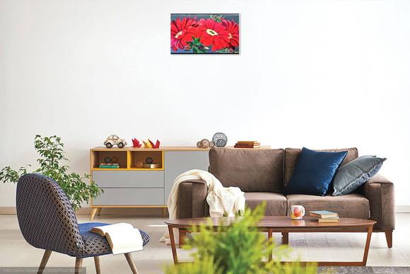 Quadros Decorativos Gérberas Vermelha Presente de Natal