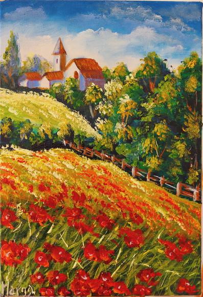 Quadros Decorativos Paisagem Campo Florido Presente de Natal