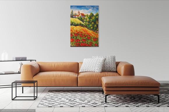 Quadros Decorativos Paisagem Campo Florido Presente de Natal