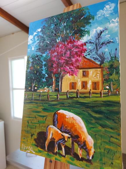 Quadros Decorativos Paisagem Campo Ovelha Presente de Natal
