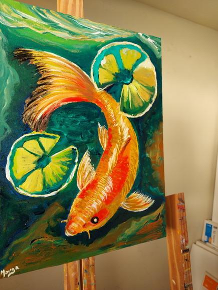 Quadros Decorativos Paisagem Carpa Peixe Presente de Natal