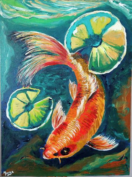 Quadros Decorativos Paisagem Carpa Peixe Presente de Natal