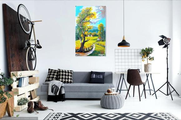 Quadros Decorativos Paisagem Casa no Campo Presente de Natal