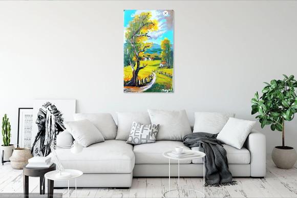 Quadros Decorativos Paisagem Casa no Campo Presente de Natal