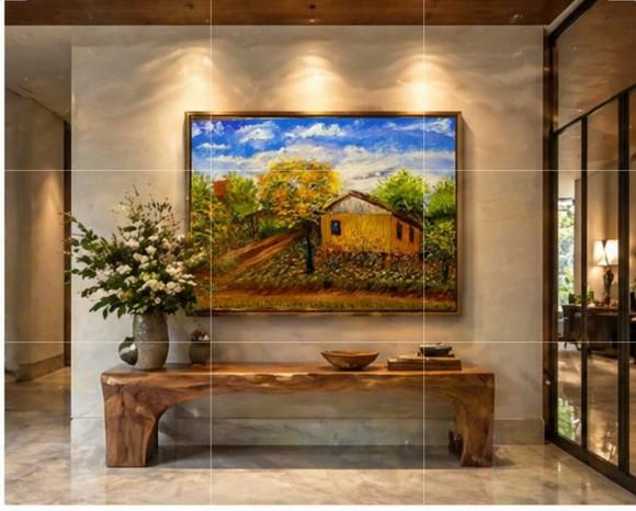 Quadros Decorativos Paisagem Casa Amarela Presente de Natal