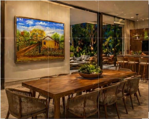 Quadros Decorativos Paisagem Casa Amarela Presente de Natal