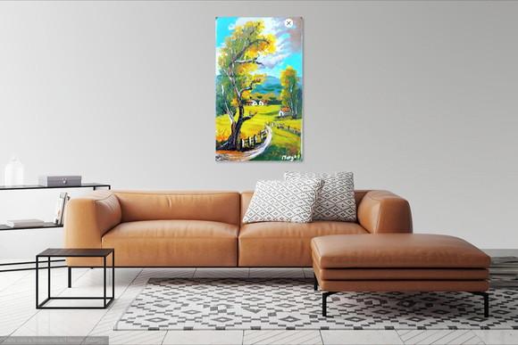 Quadros Decorativos Paisagem Casa no Campo Presente de Natal