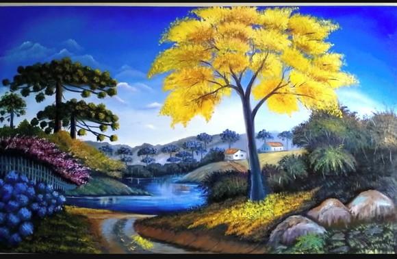 Quadros Decorativos Paisagem Ipê Amarelo Presente de Natal