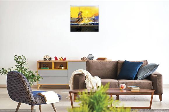 Quadros Decorativos Paisagem Mar Caravelas Presente de Natal