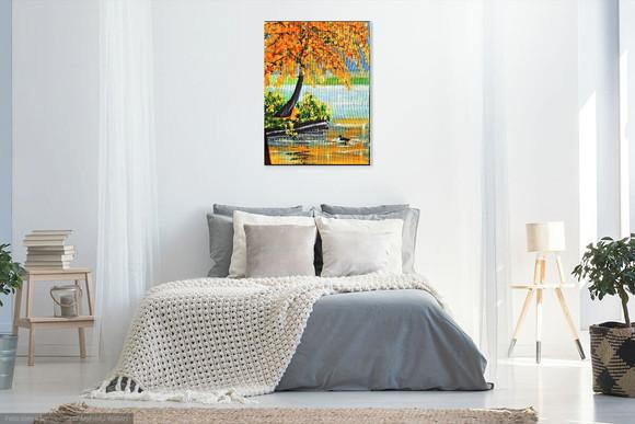Quadros Decorativos Paisagem Pato no Lago Presente de Natal
