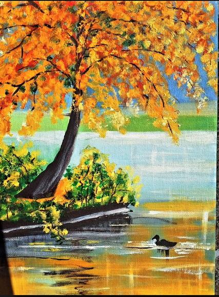 Quadros Decorativos Paisagem Pato no Lago Presente de Natal