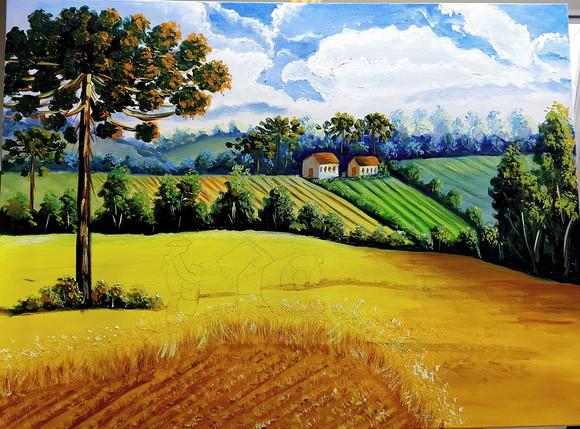 Quadros Decorativos Paisagem Trigal Presente de Natal