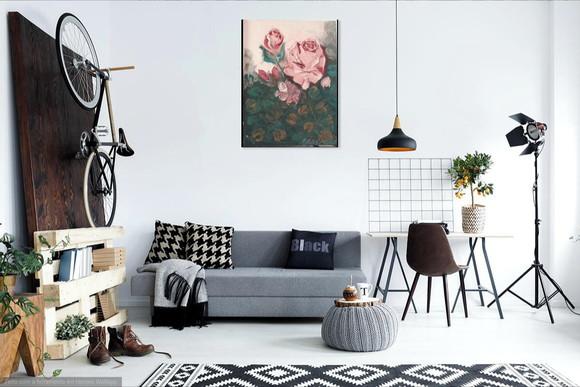 Quadros Decorativos para Sala e Quarto Pintura em Tela Rosas