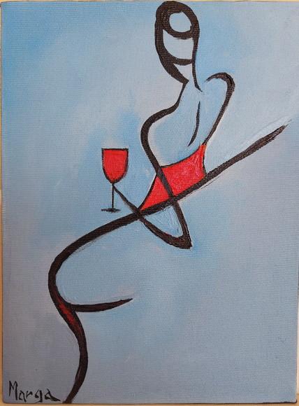 Quadros Decorativos para Sala Mulher Vinho Presente de Natal