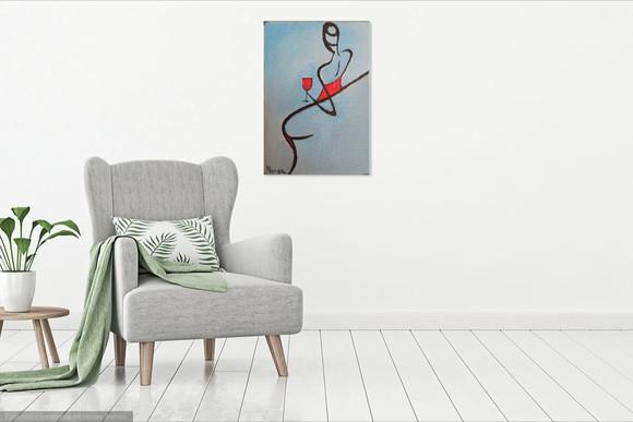 Quadros Decorativos para Sala Mulher Vinho Presente de Natal
