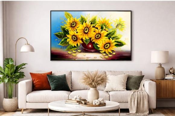 Quadros Decorativos para Sala Pintura em Tela Girassol