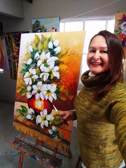Quadros Decorativos para Sala Pintura em Tela Lírio Branco