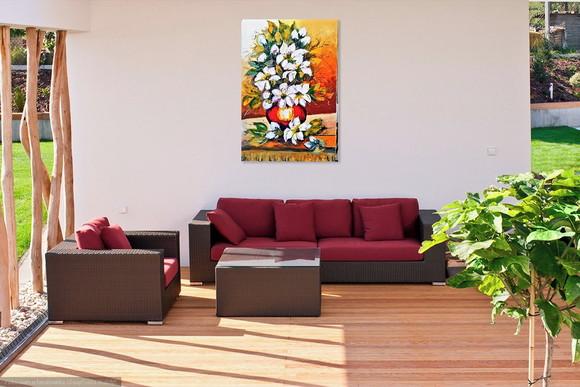 Quadros Decorativos para Sala Pintura em Tela Lírio Branco