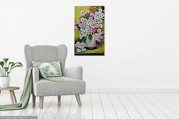 Quadros Decorativos para Sala Pintura em Tela Margaridas