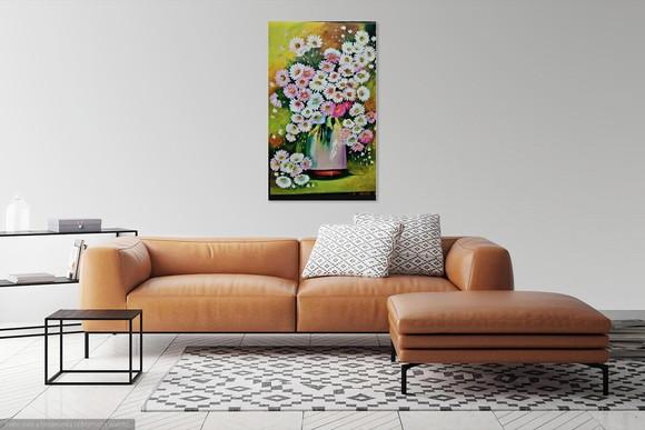Quadros Decorativos para Sala Pintura em Tela Margaridas