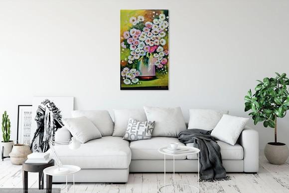 Quadros Decorativos para Sala Pintura em Tela Margaridas