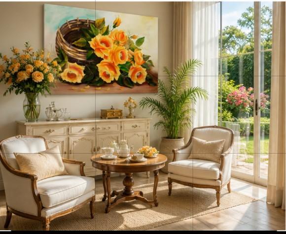 Quadros Decorativos para Sala Pintura em Tela Rosas Amarelas