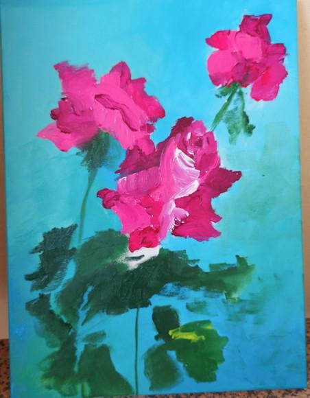 Quadros Decorativos para Sala Pintura em Tela Rosas Pink