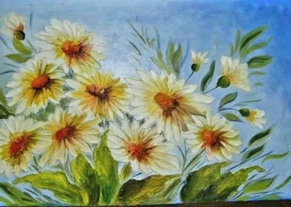 Quadros Decorativos para Sala Pintura Tela Floral Margaridas