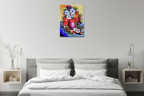 Quadros Decorativos para Sala Pintura Tela Rosas Coloridas