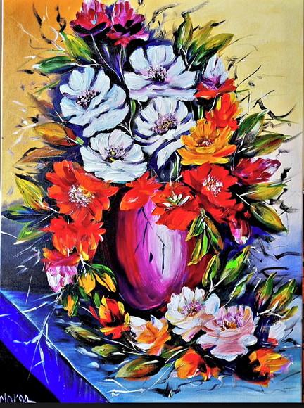Quadros Decorativos para Sala Pintura Tela Rosas Coloridas