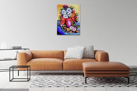 Quadros Decorativos para Sala Pintura Tela Rosas Coloridas