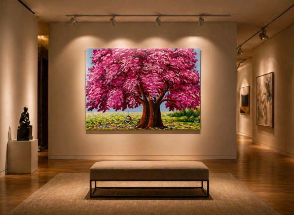 Quadros Decorativos Pintura em Tela Árvore Jacarandá Florido