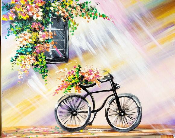 Quadros Decorativos Pintura em Tela Bicicleta Bike Magrela