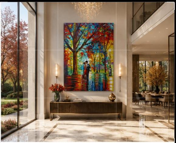 Quadros Decorativos Pintura em Tela Casal Dançando no Parque
