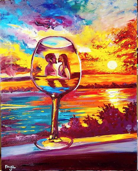 Quadros Decorativos Pintura em Tela Dia dos Namorados Vinho