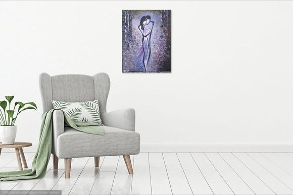 Quadros Decorativos Pintura em Tela Família Pai Mãe Filho