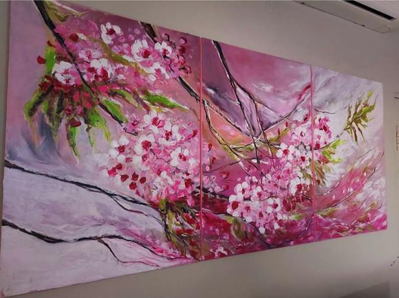 Quadros Decorativos Pintura em Tela Floral Abstrato Rose