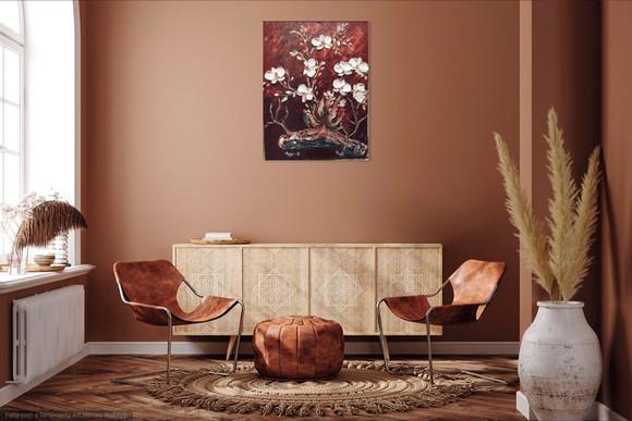 Quadros Decorativos Pintura em Tela Floral Orquídeas Brancas