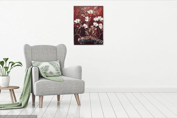 Quadros Decorativos Pintura em Tela Floral Orquídeas Brancas