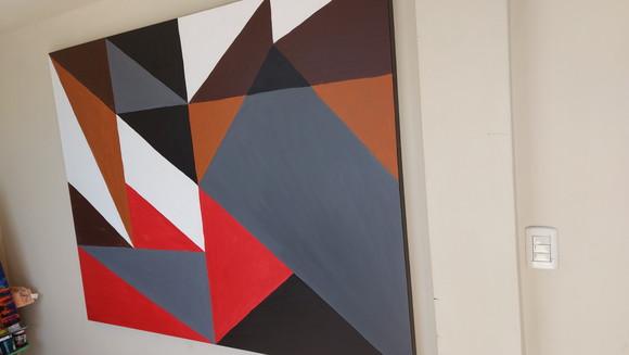 Quadros Decorativos Pintura em Tela Geométrico Abstrato