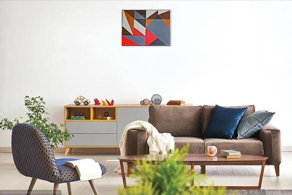 Quadros Decorativos Pintura em Tela Geométrico Abstrato