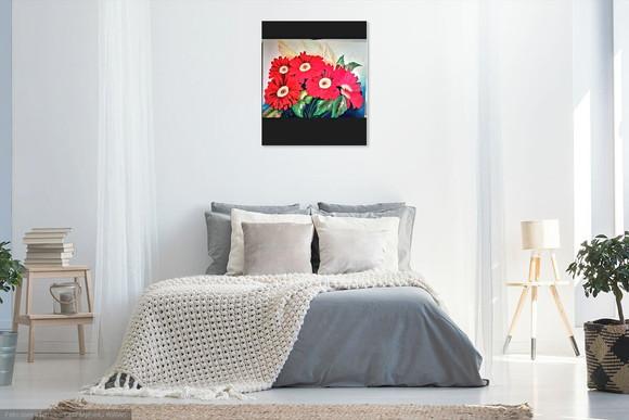 Quadros Decorativos Pintura em Tela Gérberas Vermelhas