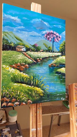 Quadros Decorativos Pintura em Tela Paisagem Montanhas