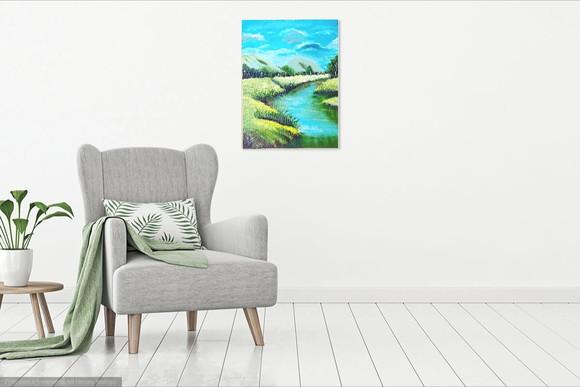 Quadros Decorativos Pintura em Tela Paisagem Montanhas