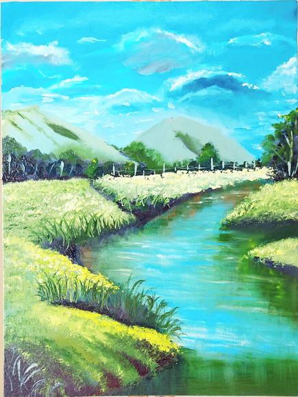 Quadros Decorativos Pintura em Tela Paisagem Montanhas
