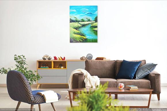 Quadros Decorativos Pintura em Tela Paisagem Montanhas